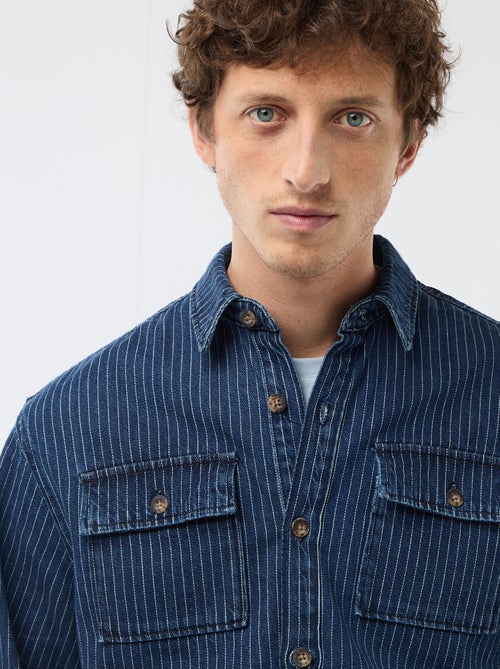 Camicia in denim a righe con tasche applicate sul petto - Kiabi
