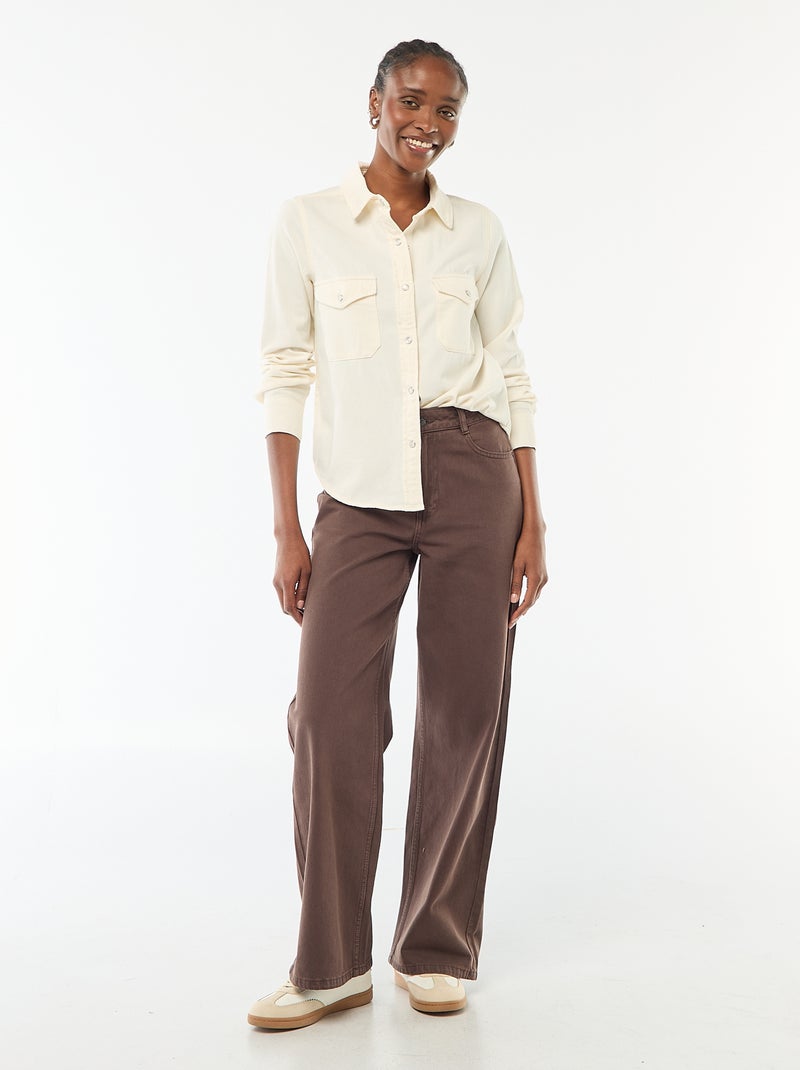 Camicia in denim con 2 tasche applicate con patta sul petto Bianco - Kiabi