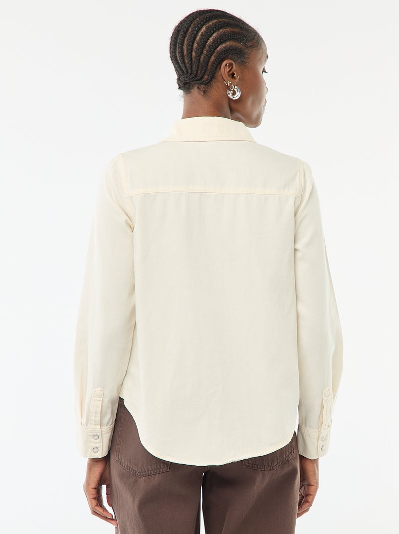 Camicia in denim con 2 tasche applicate con patta sul petto Bianco - Kiabi