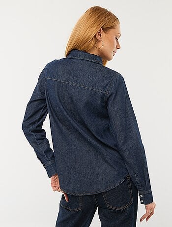 Camicia in denim con 2 tasche applicate con patta sul petto