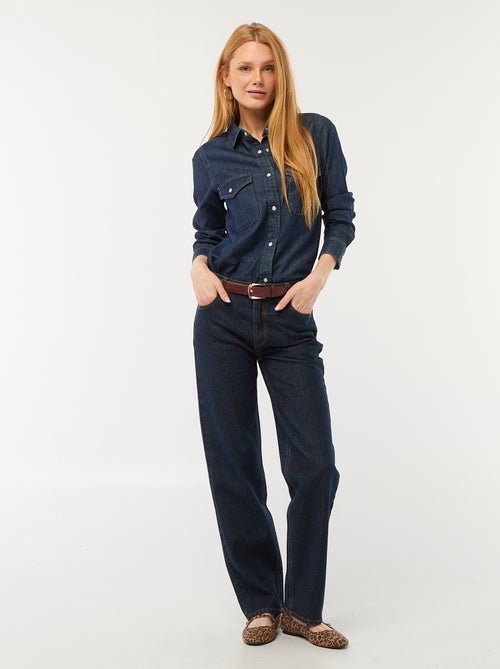 Camicia in denim con 2 tasche applicate con patta sul petto - Kiabi