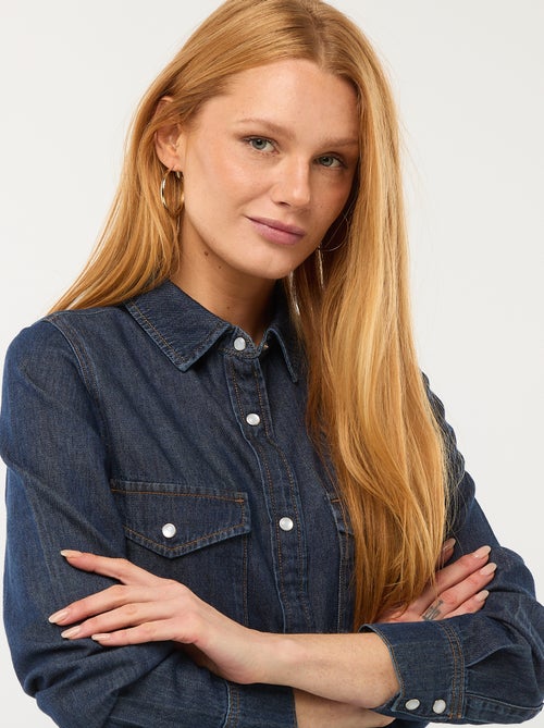 Camicia in denim con 2 tasche applicate con patta sul petto - Kiabi