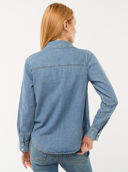 Camicia in denim con 2 tasche applicate con patta sul petto - Kiabi