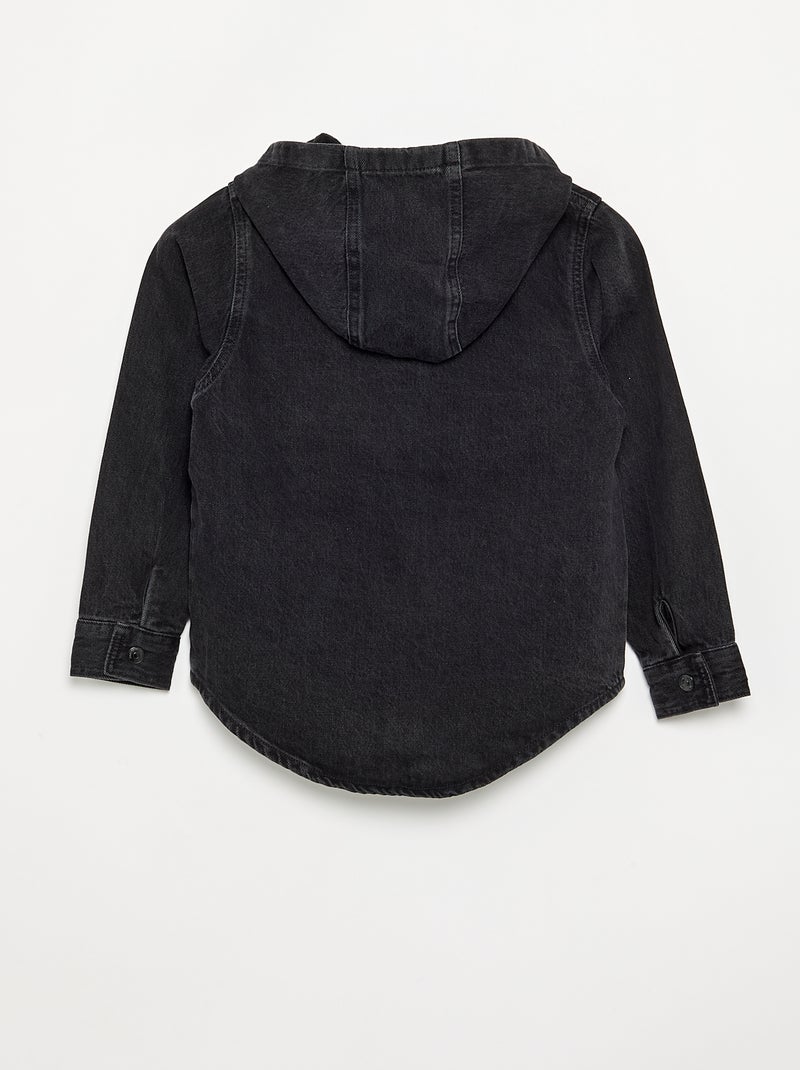 Camicia in denim con cappuccio Nero - Kiabi