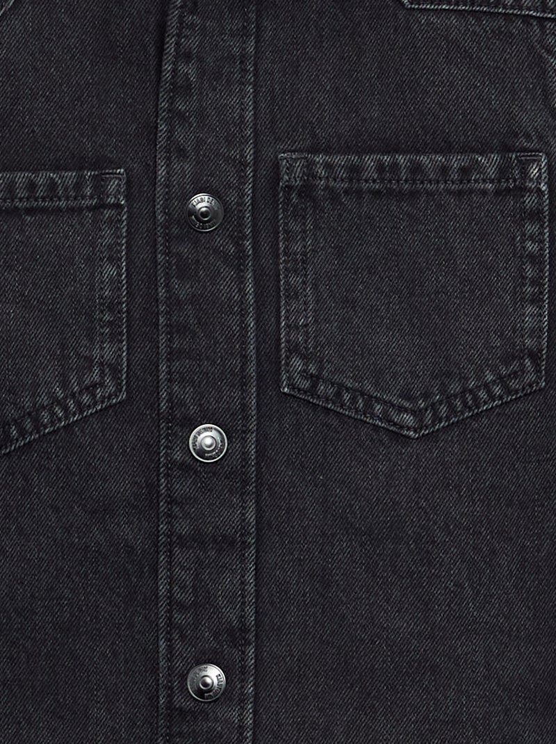 Camicia in denim con cappuccio Nero - Kiabi