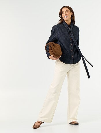 Camicia in denim con collo a lavallière
