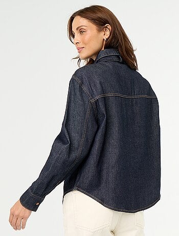 Camicia in denim con collo a lavallière
