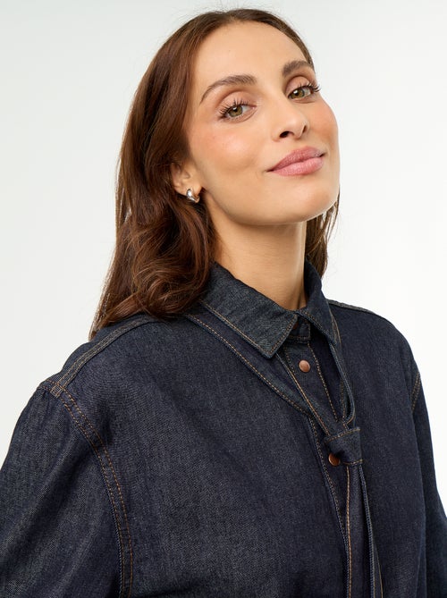 Camicia in denim con collo a lavallière - Kiabi Camicia in denim con collo a lavallière - Kiabi