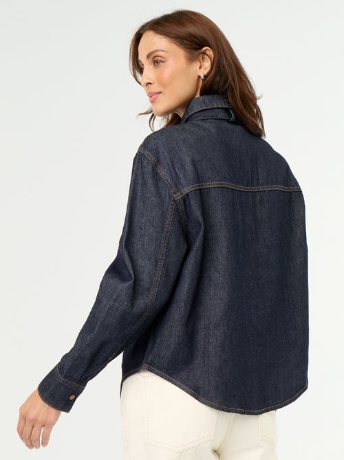 Camicia in denim con collo a lavallière - Kiabi Camicia in denim con collo a lavallière - Kiabi