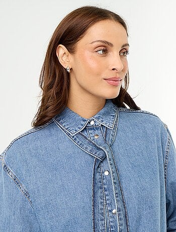 Camicia in denim con collo a lavallière