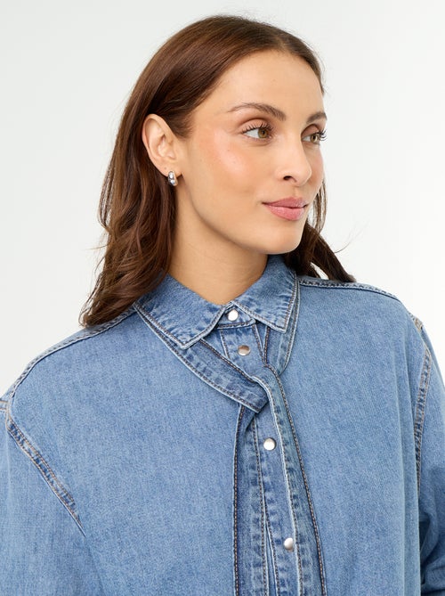 Camicia in denim con collo a lavallière - Kiabi Camicia in denim con collo a lavallière - Kiabi