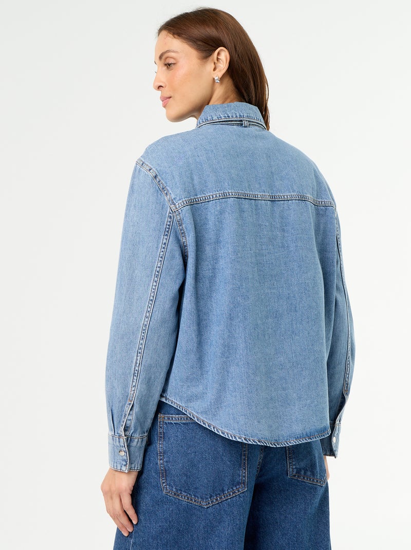 Camicia in denim con collo a lavallière Blu - Kiabi