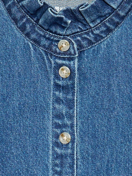 Camicia in denim con collo alto a balze - Kiabi Camicia in denim con collo alto a balze - Kiabi