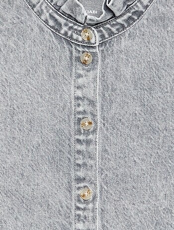 Camicia in denim con collo alto a balze