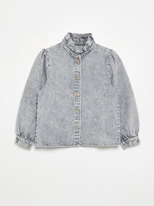 Camicia in denim con collo alto a balze - Kiabi Camicia in denim con collo alto a balze - Kiabi