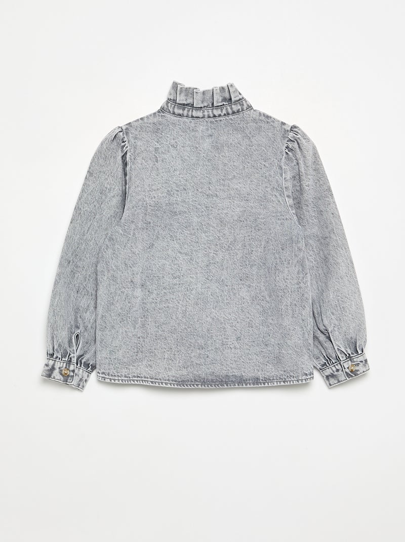 Camicia in denim con collo alto a balze Grigio - Kiabi