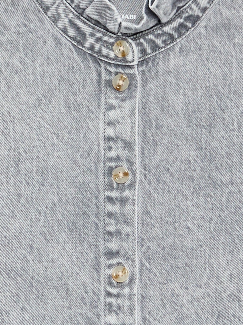 Camicia in denim con collo alto a balze Grigio - Kiabi