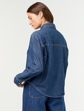 Camicia in denim con collo lavallière