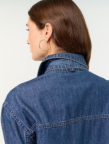 Camicia in denim con collo lavallière