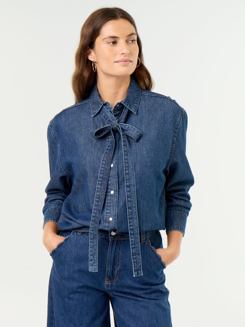 Camicia in denim con collo lavallière - Kiabi