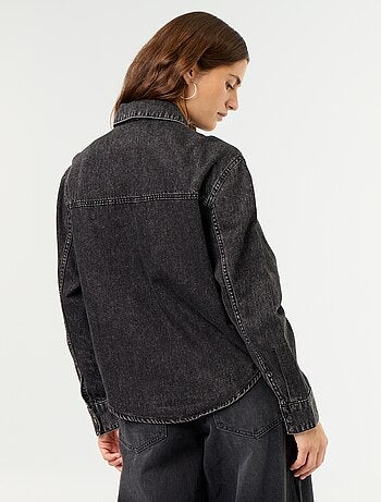 Camicia in denim con collo lavallière