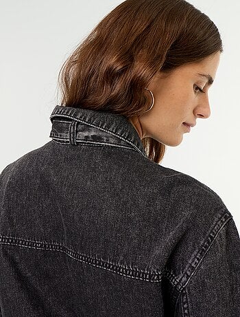 Camicia in denim con collo lavallière