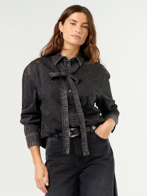 Camicia in denim con collo lavallière - Kiabi