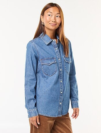 Camicia in denim con tasche con patta