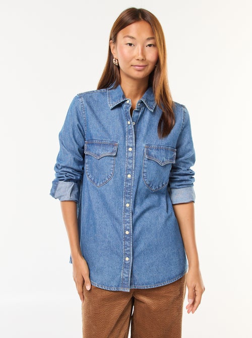 Camicia in denim con tasche a patta - Kiabi