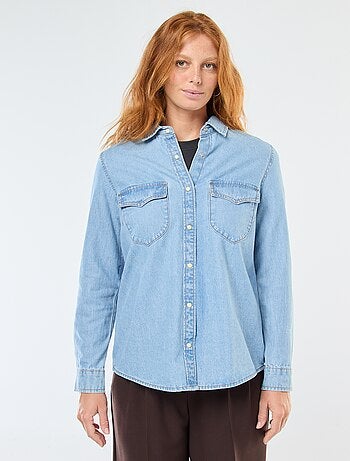 Camicia in denim con tasche con patta