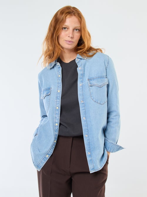 Camicia in denim con tasche a patta - Kiabi