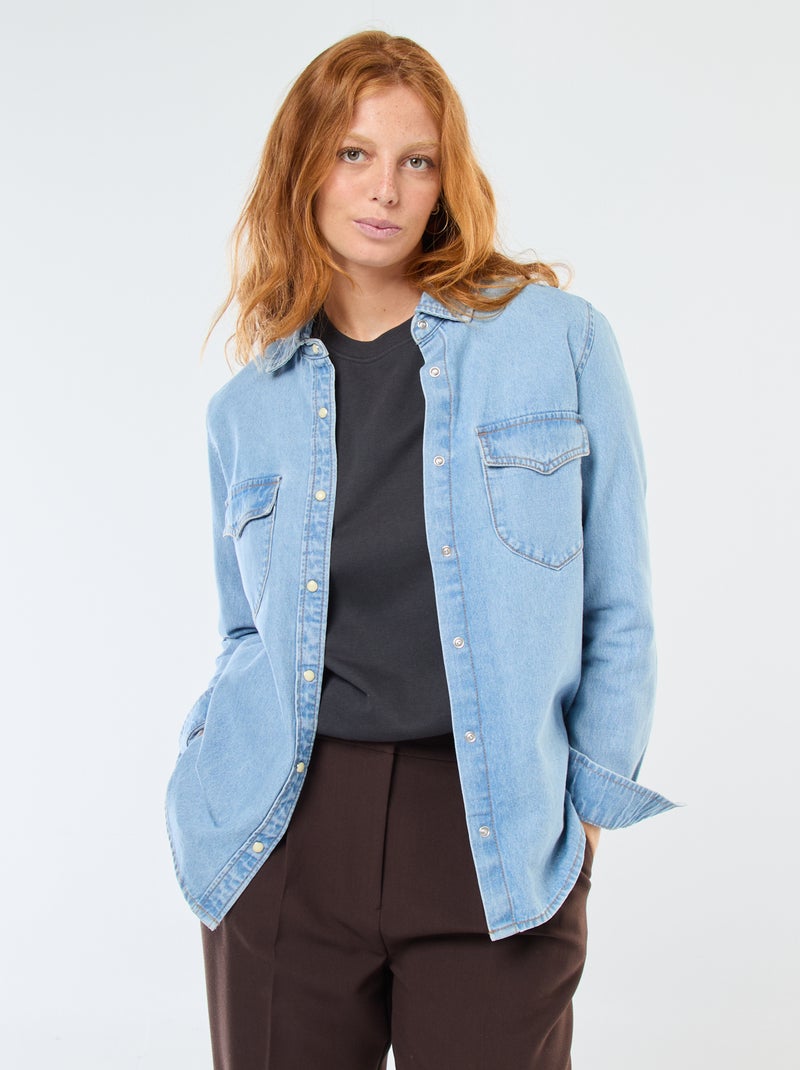 Camicia in denim con tasche a patta Blu - Kiabi