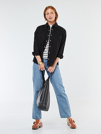 Camicia in denim con tasche con patta