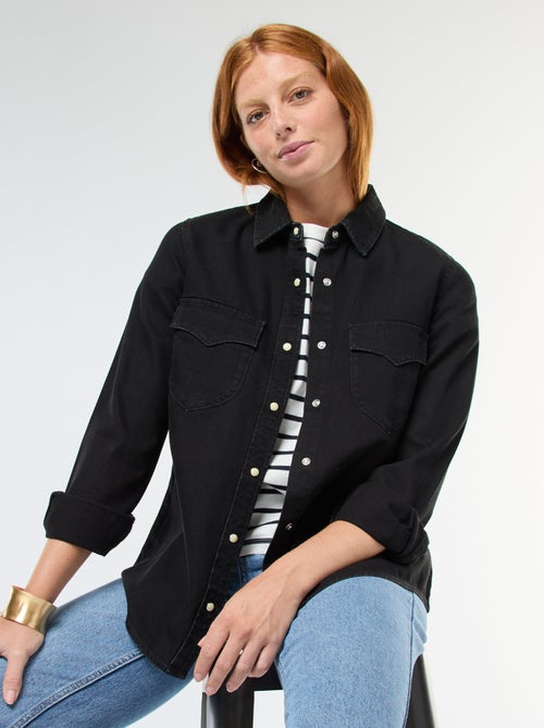 Camicia in denim con tasche con patta - Kiabi