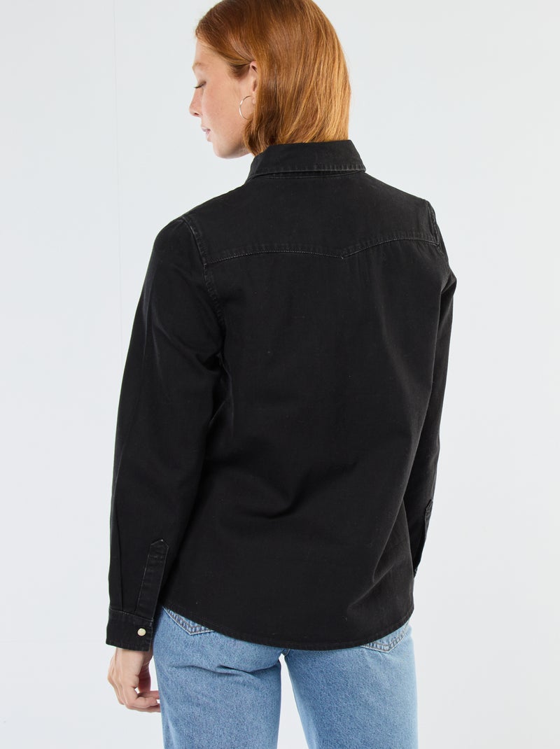 Camicia in denim con tasche con patta Nero - Kiabi