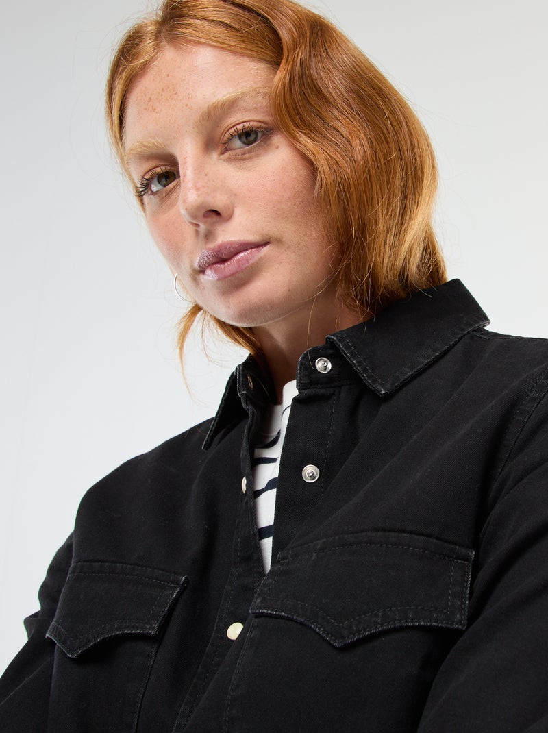 Camicia in denim con tasche con patta Nero - Kiabi