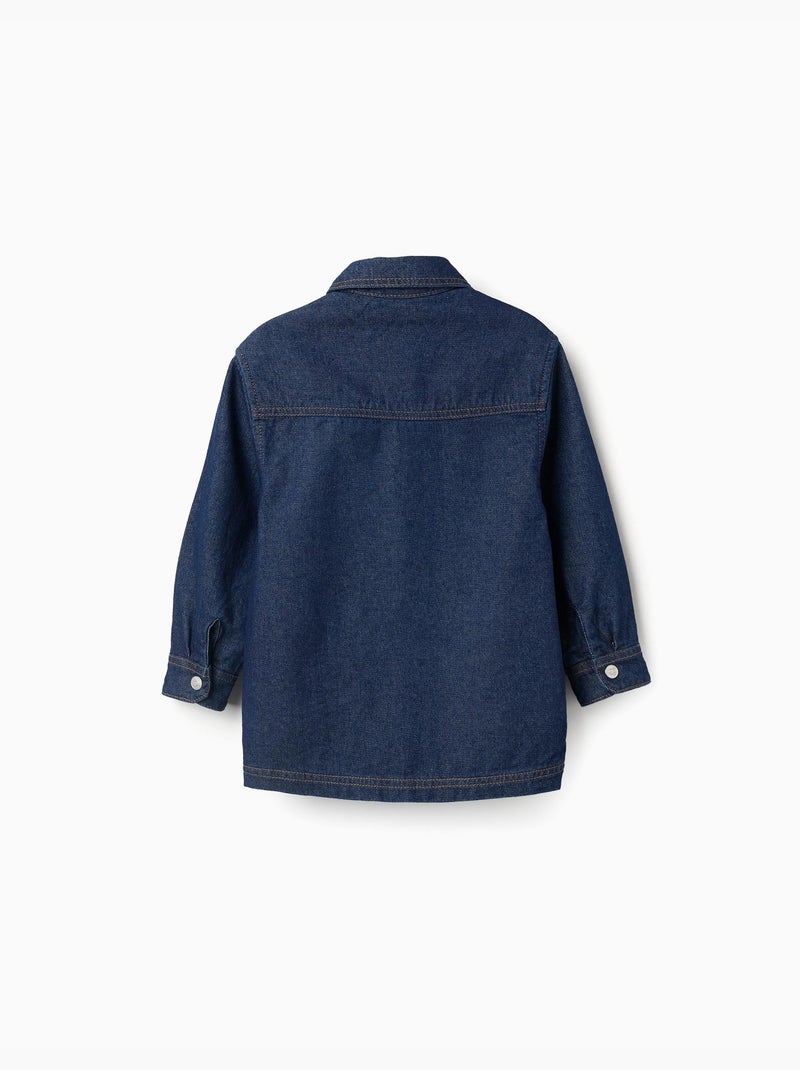 Camicia in denim con tasche frontali Blu scuro - Kiabi