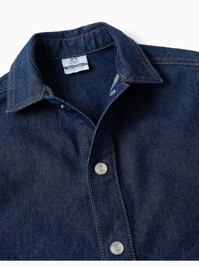 Camicia in denim con tasche frontali Blu scuro - Kiabi