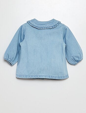 Camicia in denim cuore ricamato