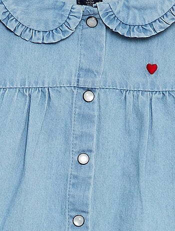 Camicia in denim cuore ricamato