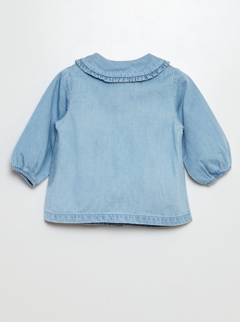 Camicia in denim cuore ricamato BLU - Kiabi