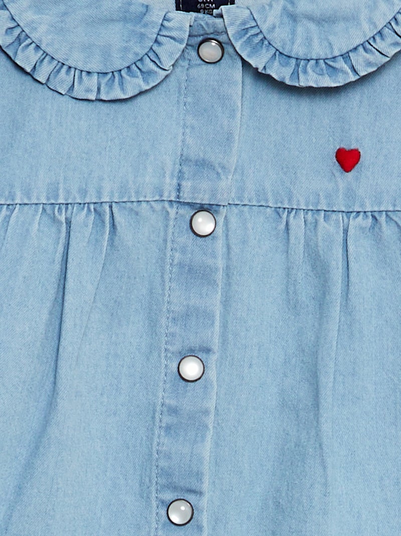 Camicia in denim cuore ricamato BLU - Kiabi