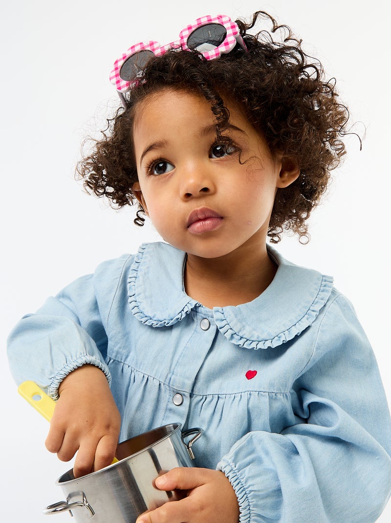 Camicia in denim cuore ricamato BLU - Kiabi