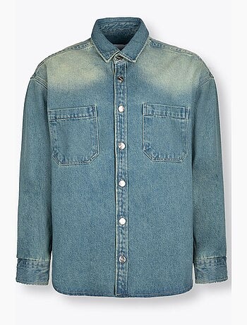 Camicia in denim da uomo con taschino giesto