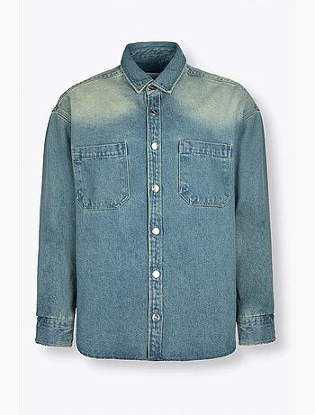 Camicia in denim da uomo con taschino giesto