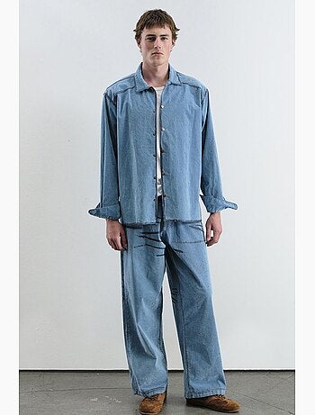 Camicia in denim di cotone oversize da uomo giesto