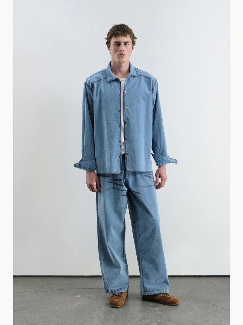 Camicia in denim di cotone oversize da uomo giesto Blu zaffiro - Kiabi