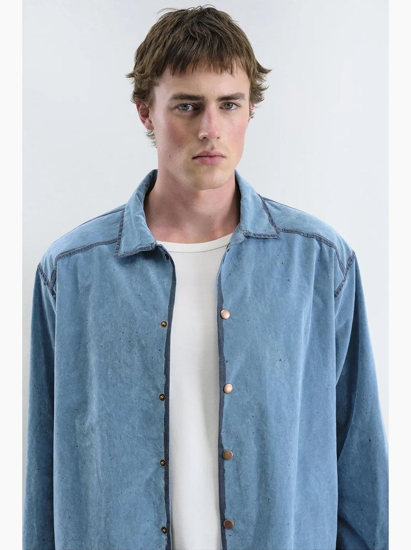 Camicia in denim di cotone oversize da uomo giesto Blu zaffiro - Kiabi