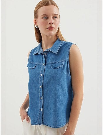 Camicia in denim di cotone senza maniche bdart