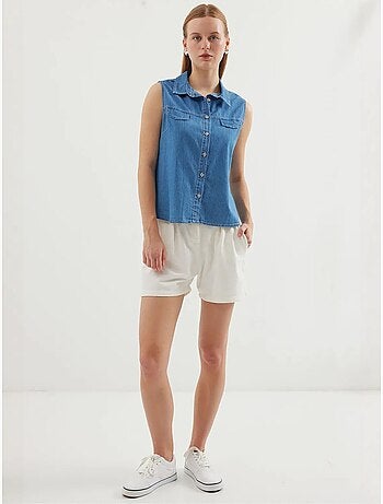 Camicia in denim di cotone senza maniche bdart